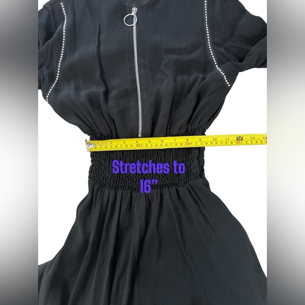 Maje rimage studded midi dress black handkerchief hem 1 waisted 36 small Zipper - Picture 8 of 12